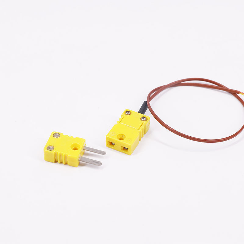 Câble d'extension de thermocouple à 2 fils avec mesure de température gainée de PTFE marron et fiche de thermocouple pour capteur de type K à contact direct