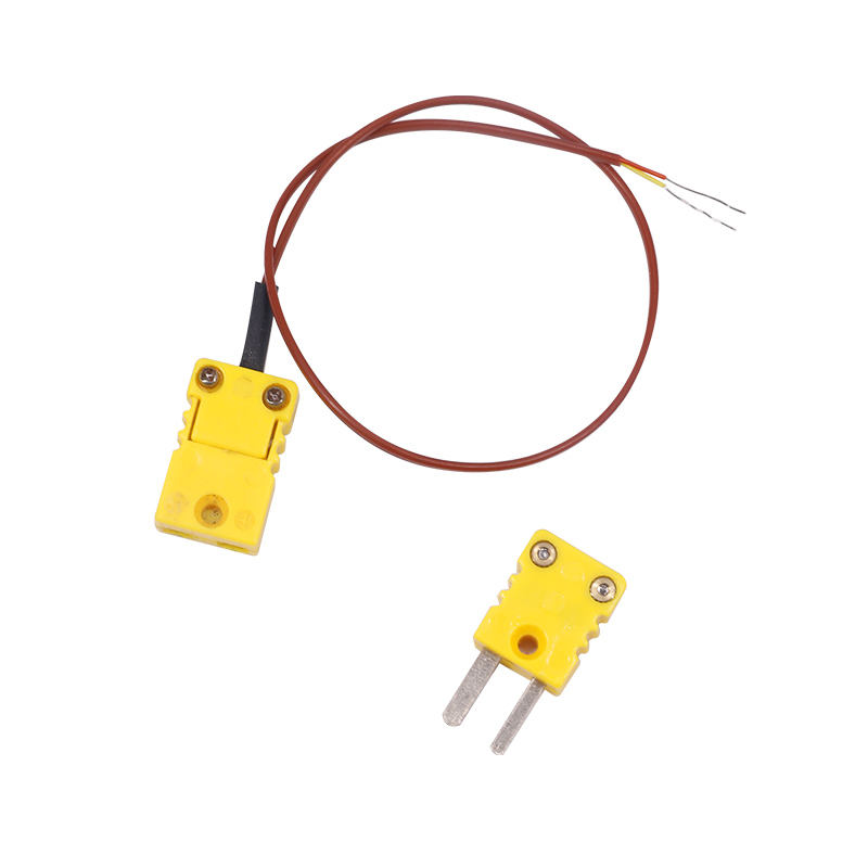 Câble d'extension de thermocouple à 2 fils avec mesure de température gainée de PTFE marron et fiche de thermocouple pour capteur de type K à contact direct