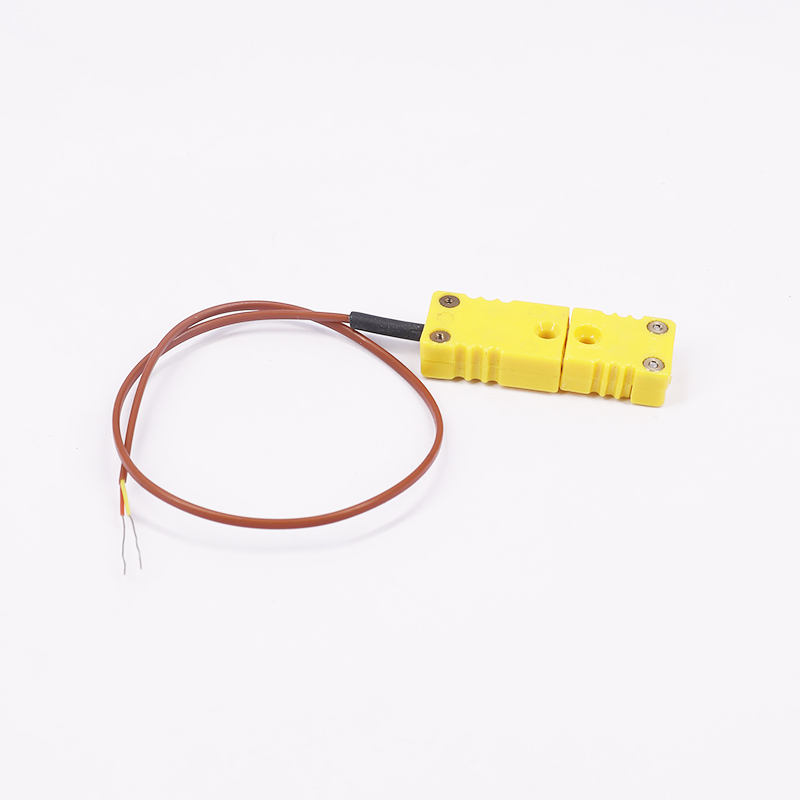 Câble d'extension de thermocouple à 2 fils avec mesure de température gainée de PTFE marron et fiche de thermocouple pour capteur de type K à contact direct